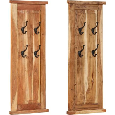 Coat Racks 2 pcs Solid Wood Acacia 38x100 cm vidaXL