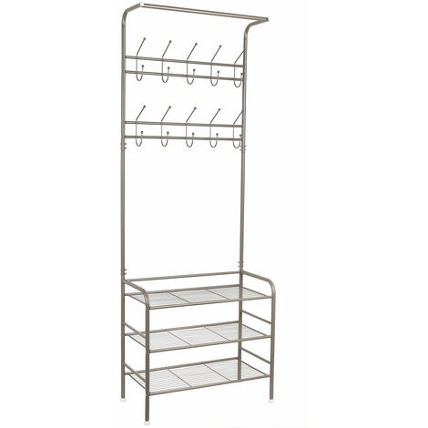 Brown ST14S096 Wood Coat Rack with Storage Shelf White SOUTH 