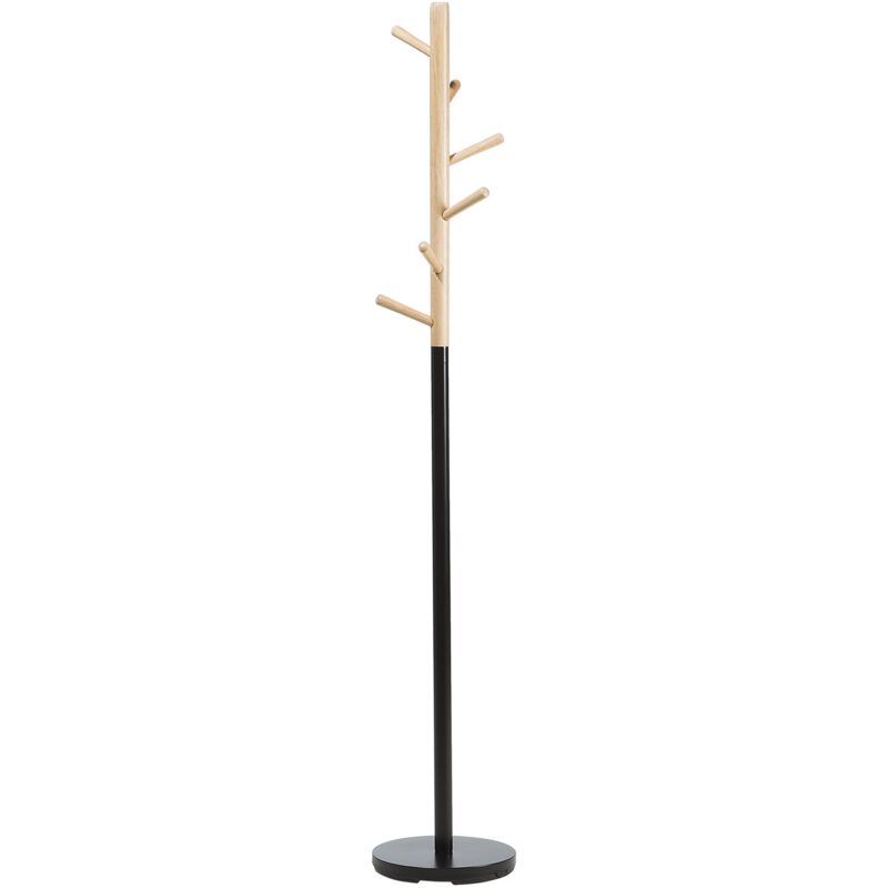 Modern White and Brown Hallway Coat Stand Metal and Wood Aubum