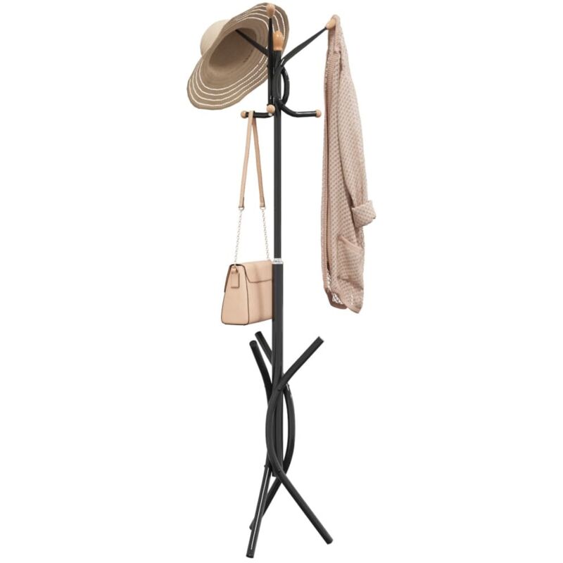 Coat Stand Black 176 Cm Powder-coated Iron Vidaxl