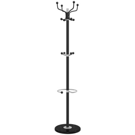 Coat Stand with Umbrella Holder Black 180 cm Powder-coated Iron vidaXL