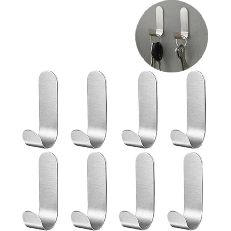Coavas – Lot de 8 crochets adhésifs en acier inoxydable – Auto-adhésif étanche pour salle de bain et cuisine – Charge maximale élevée