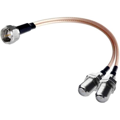Coaxial cable splitter type F-plug to double socket, 3-way RG316 coaxial cable 19 cm for connection via cable, TV, satellite receiver