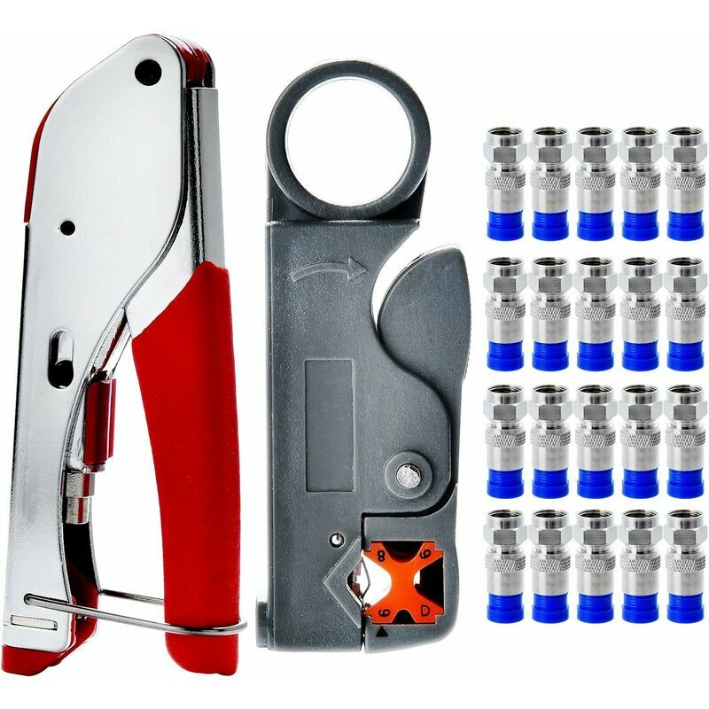 Hoopzi - Coaxial Cable Stripper Compression Pliers Set Coaxial Cable Compression Crimper RG58 RG59 RG6 RG-62, tv Cable