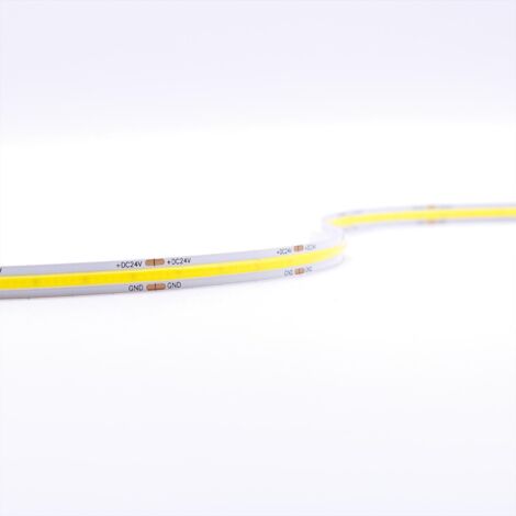 COB 24V CRI90 LED Streifen 5M 10W/m 528LED/m 8mm - Lichtfarbe: Kaltweiß 6500K - Schutzart: IP20