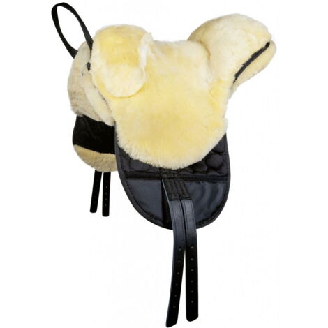 cob/full, Noir et naturel 9123: Housse de selle en agneau naturel avec rembourrage frontal