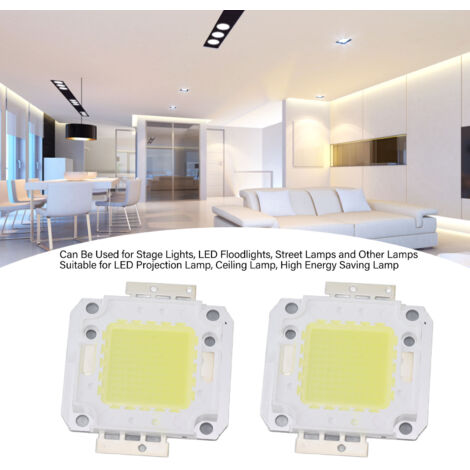 COB LED Chip 2 Pièces 100W 9600LM 6000K pour Projecteurs LED 32‑36V