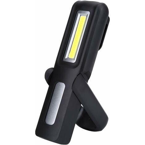 COB LED portatile USB ricaricabile COB torcia da lavoro multifunzione con gancio per appendere, supporto magnetico per riparazione auto, campeggio, emergenza (nero), SOEKAVIA