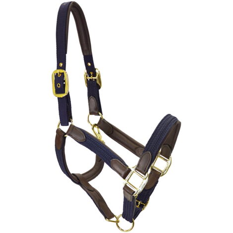 Cob, Marrone: Winner Cavezza morbida in pelle con applicazioni in nylon intrecciato