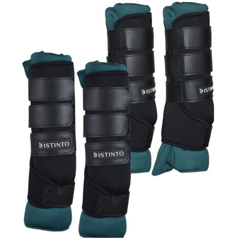 Cob, Nero e blu: Set 4 Stable boots Distinto con neoprene e dettagli in pelle sintetica  più  cappellino omaggio