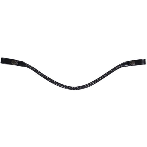 cob, nero: Frontalino a U in pelle modello Ella con fine pietre decorative