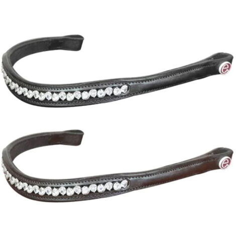 Cob, Nero: Frontalino per cavalli modello Sparkly Cloe in cuoio morbido con strass color bianco