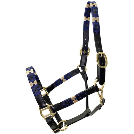 Cob, Nero: Licou en cuir noir avec motif Cover H coloré