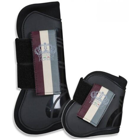 Cob, Nero: Set protezioni per cavallo modello CROWN STRIPES con interno in neoprene