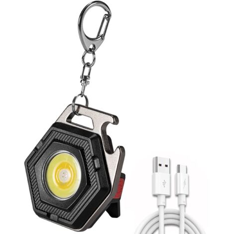COB Petite lampe de poche COB Porte-clés LED Lampe de poche rechargeable Petite lampe de poche Mini poche lumineuse Lampe de poche magnétique USB Lampe de poche de travail portable 7 modes d'éclairage
