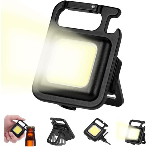 COB Rechargeable Work Light, 500 Lumen Mini Portable Camping Light, Waterproof Keychain Flashlight Lamps, with Bottle Opener, Magnetic Base, for Camping/Emergency/Repair