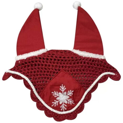 Cob, Rosso: Cuffietta di Natale Antimosche per cavalli modello Horses Christmas Fluffi PonPon