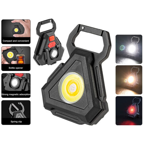 COB Small Flashlights Bright Rechargeable Keychain Mini Flashlight Portable Pocket Light with Folding Bracket Base for Fishing Walking and Camping