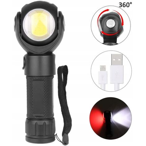COB Work Lamp Flashlight LED Rechargeable USB Rotary 360 °