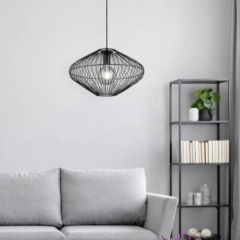 Cobain Trio Lighting Lustre à suspension cage en métal noir