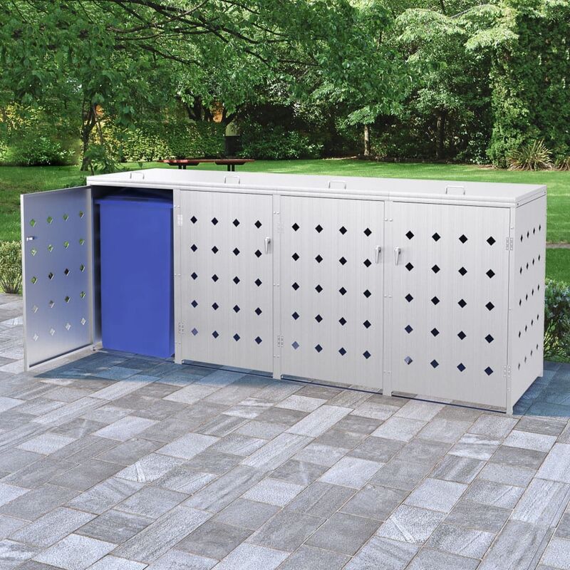 

Cobertizo contenedor de basura cuadruple acero inoxidable 240L