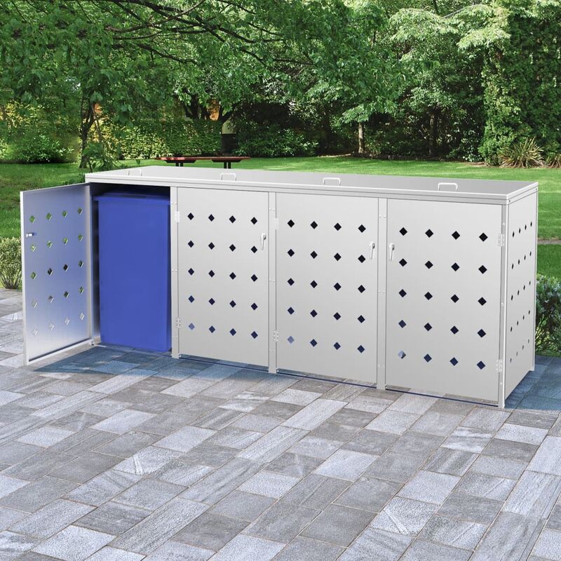

BHD - Cobertizo contenedor de basura cuádruple acero inoxidable 240L