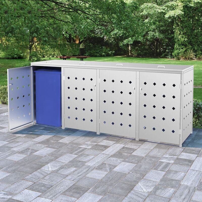 

Cobertizo contenedor de basura cuádruple acero inoxidable 240L - Plateado