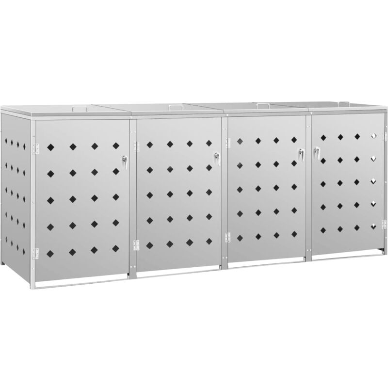 

Cobertizo Contenedor de Basura Acero Inoxidable 240L Cuádruple - Plateado - Vidaxl