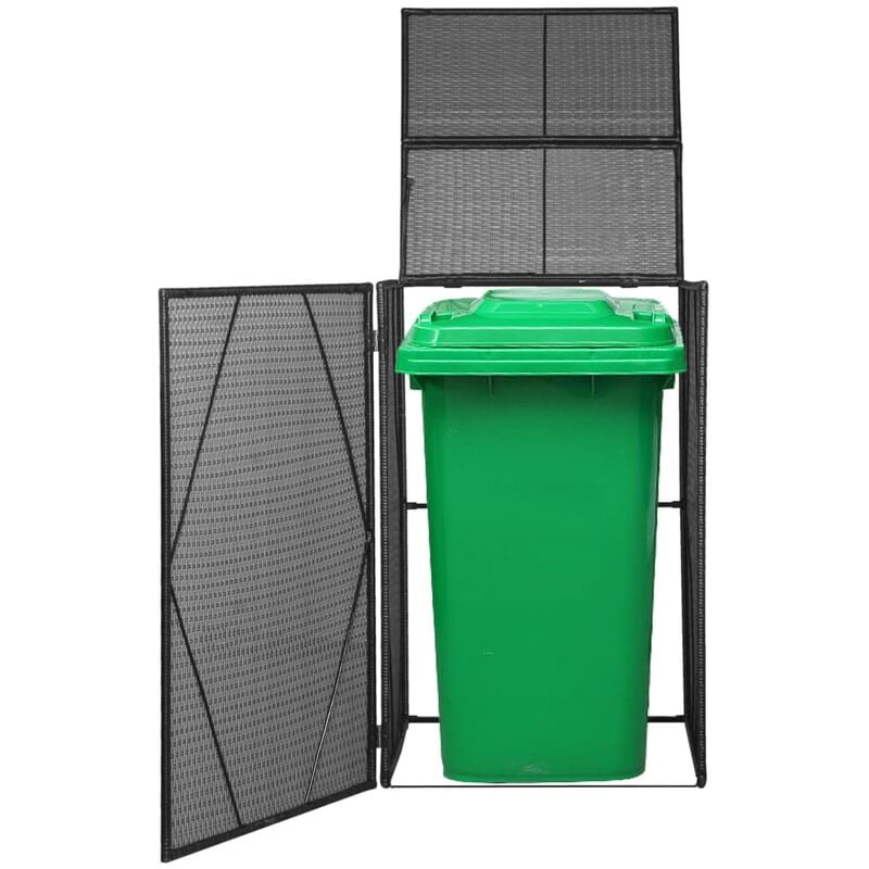 

Cobertizo contenedor de basura poli ratán negro 76x78x120 cm