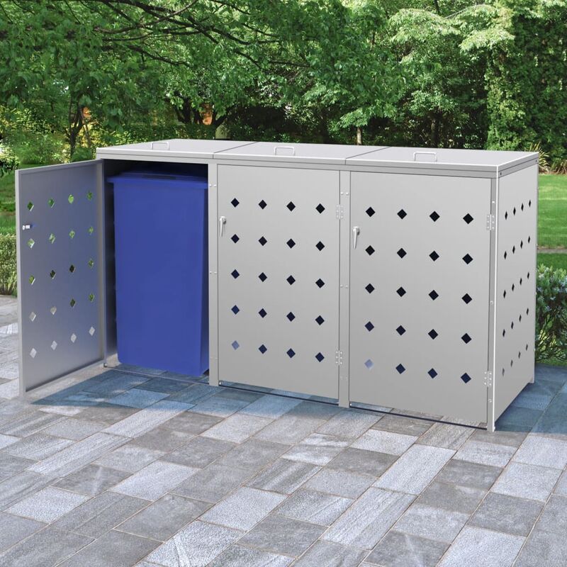 

Cobertizo contenedor de basura triple acero inoxidable 240L - Plateado