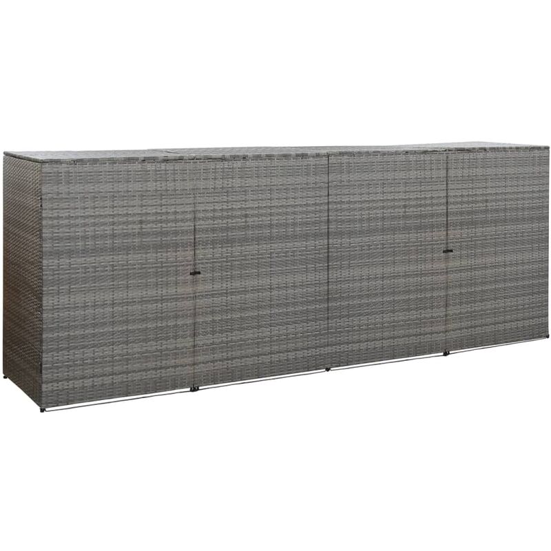 

Cobertizo cuadruple cubo basura ratán PE antracita 305x78x120cm