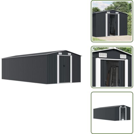 Cobertizo de herramientas - vidaXL Caseta de jardín metal antracita 257x580x181 cm - Caseta de almacenamiento