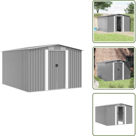 Cobertizo de herramientas - vidaXL Caseta de jardín metal gris 257x298x178 cm - Caseta de almacenamiento