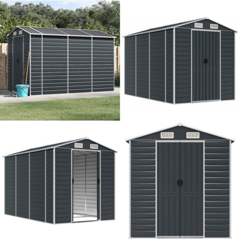 Cobertizo de jardín acero galvanizado antracita 191x300x198 cm - Cobertizo de herramientas - Almacenamiento al aire libre