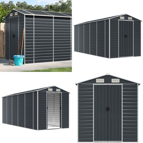 Cobertizo de jardín acero galvanizado antracita 191x470x198 cm - Almacenamiento exterior - Herramientas de jardín