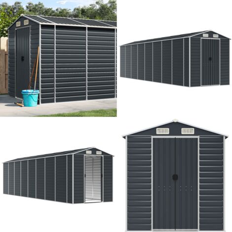 Cobertizo de jardín acero galvanizado antracita 191x725x198 cm - Cobertizo de herramientas - Cobertizo de leña