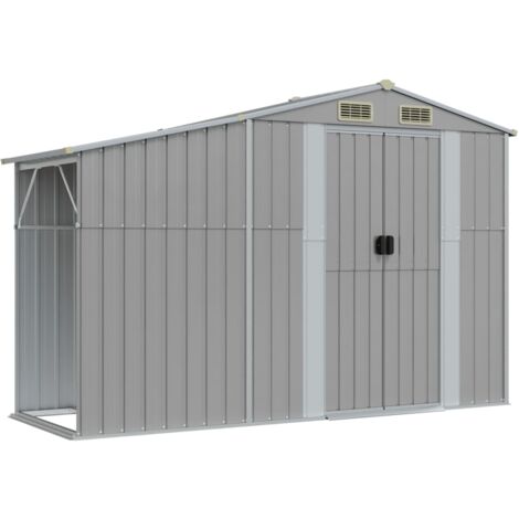 Cobertizo de jardín acero galvanizado gris 277x93x179 cm vidaXL