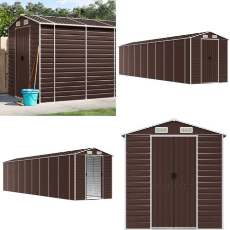 Cobertizo de jardín acero galvanizado marrón 191x810x198 cm - Almacenamiento exterior - Herramientas de jardín