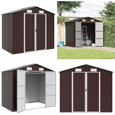 Cobertizo de jardín acero galvanizado marrón 205x129x183 cm - Almacenamiento exterior - Caseta de jardín