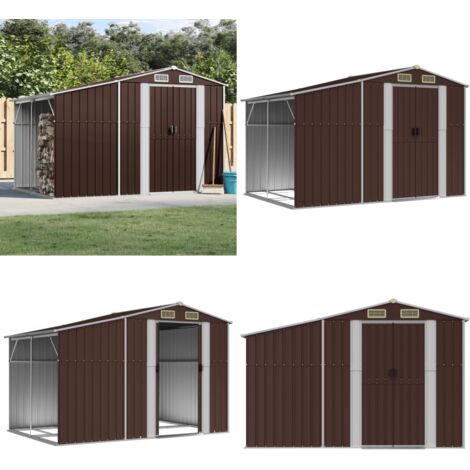 Cobertizo de jardín acero galvanizado marrón 277x192,5x179 cm - Cobertizo metálico - Almacenamiento exterior