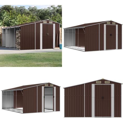Cobertizo de jardín acero galvanizado marrón 277x365,5x179 cm - Cobertizo metálico - Almacenamiento exterior