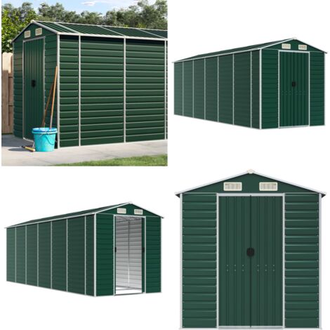 Cobertizo de jardín acero galvanizado verde 191x555x198 cm - Almacenamiento exterior - Herramientas de jardín