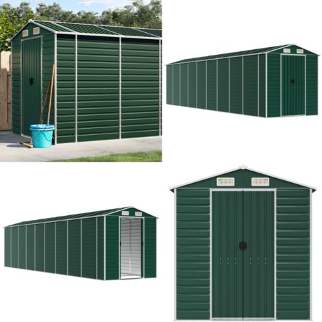 Cobertizo de jardín acero galvanizado verde 191x810x198 cm - Cobertizo de herramientas - Almacenamiento al aire libre