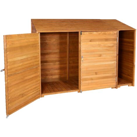 Cobertizo de jardín armario para herramientas troncos para bicicletas almacenamiento varios en madera teñida 180x250x93 cm color natural 040005740
