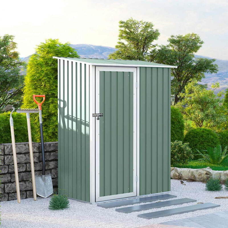 

Soana Garden Shed - Cobertizo de jardín chapa galvanizada en metal verde caseta para herramientas Amalfi NATURE 143X89x186cm