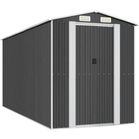 Cobertizo de jardín, cobertizo para cabaña, casa de almacenamiento, cobertizo para exteriores, cobertizo para herramientas, robusto, 192 x 440 x 223 cm, acero galvanizado antracita 020022199