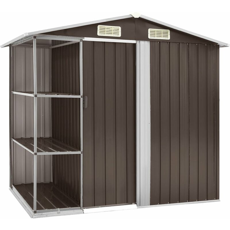 

BHD - Cobertizo de jardín con estantería hierro marrón 205x130x183 cm