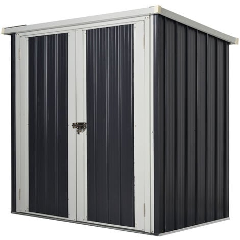 OUTSUNNY Cobertizo de jardín de exterior 1,26 m² 147x86x134 cm caseta de metálico con 2 puertas y cerradura para almacenamiento de herramientas negro