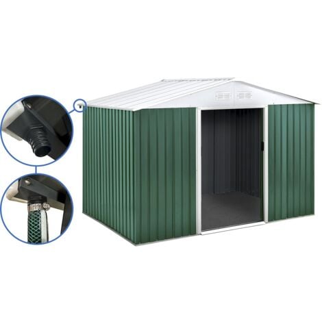 Cobertizo de jardín metálico - "Rosas " - 7,06 m² con canalón