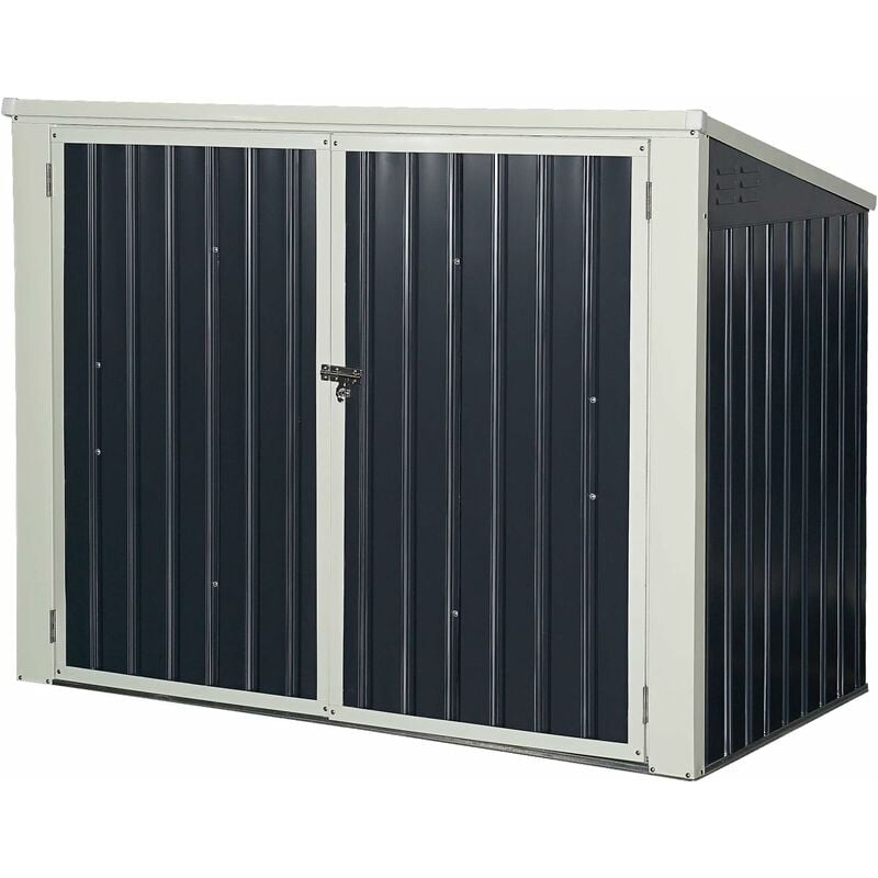 

Cobertizo de Jardín Multifunción 173 x 97 x 134 cm Caseta de Metal Exterior para Almacenar Herrmientas Cubo de Basura